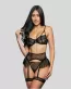 Lencería sexy negra con liguero ❤️‍🔥 de tul transparente