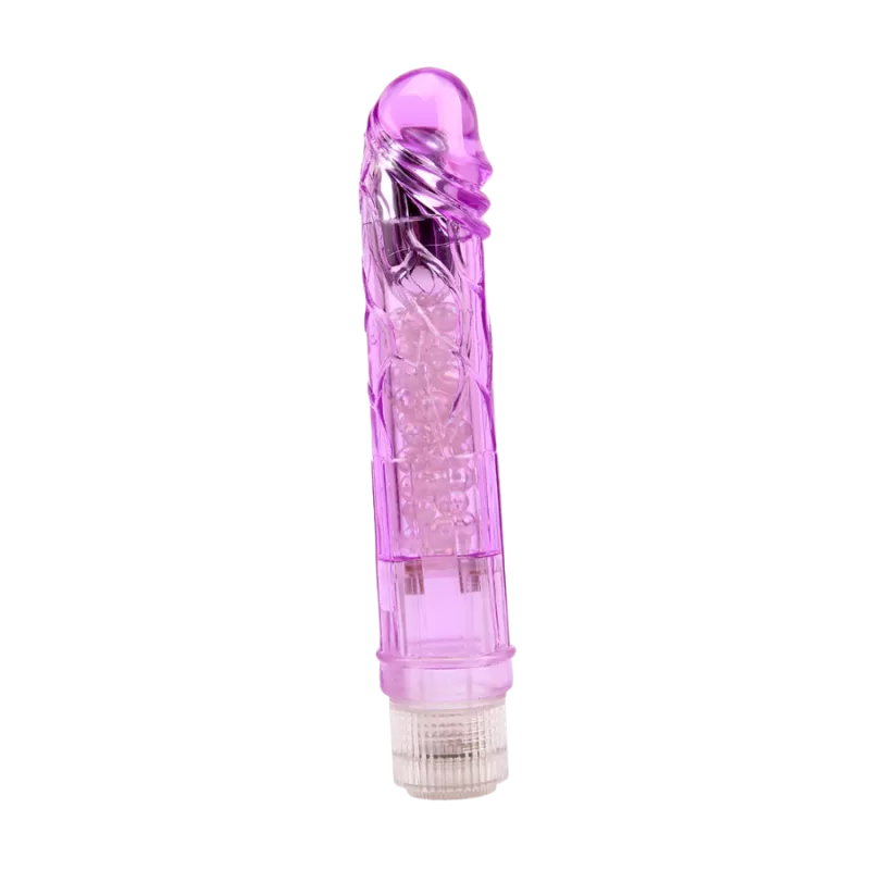 Vibrador realista jelly Glitters Dual Probe morado con vibración