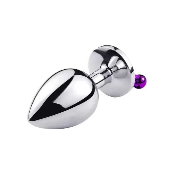 Base del tapón anal con joya púrpura y campana colgante