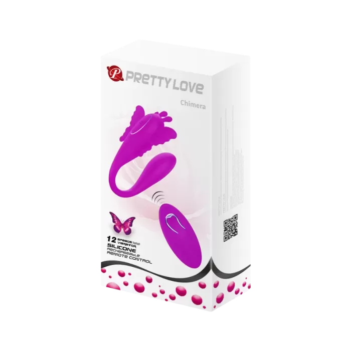 Vibrador mariposa Pretty Love con control inalámbrico en su empaque caja elegante