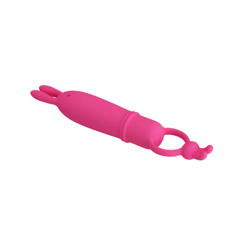 Recostado Vibrador para mujer Pretty Love rosa con orejas de conejo y aro de agarre