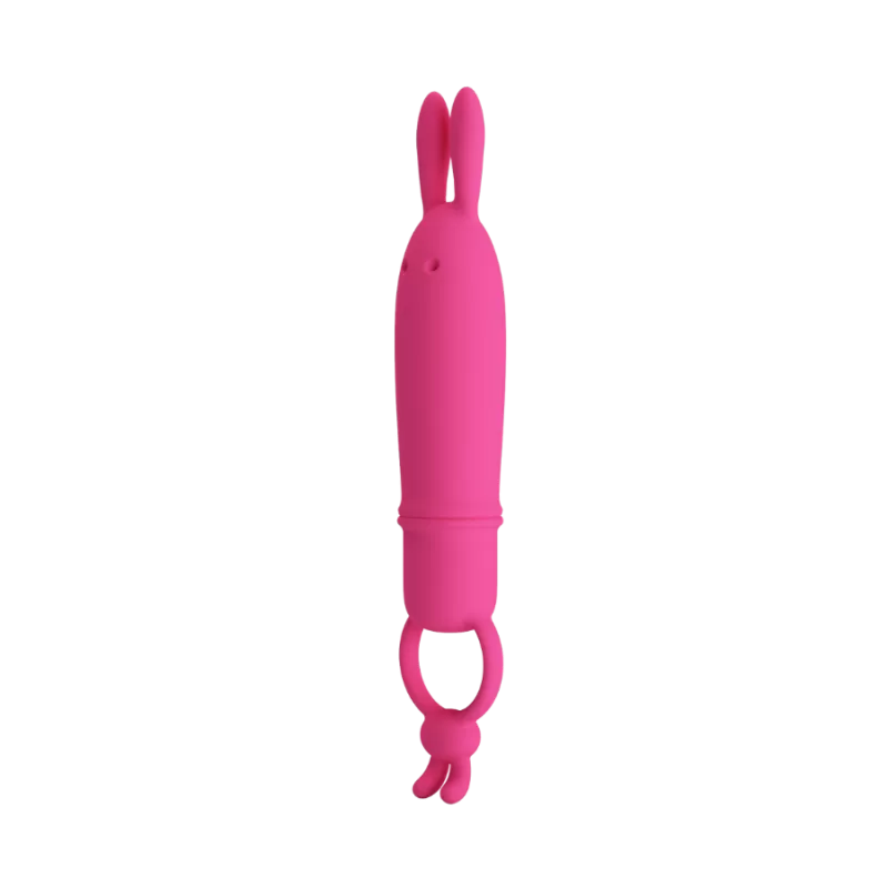 Vibrador para mujer Pretty Love rosa con orejas de conejo y aro de agarre