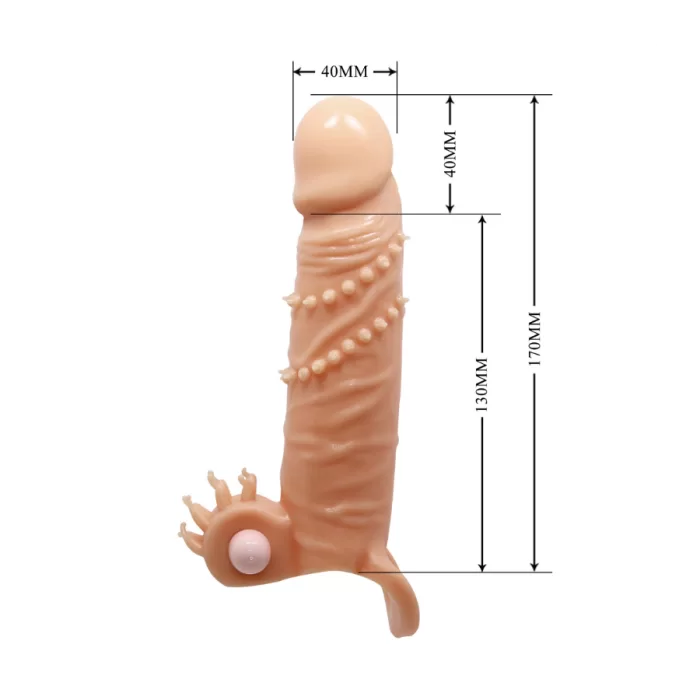 Funda extensora para pene Pretty Love con vibración con medidas