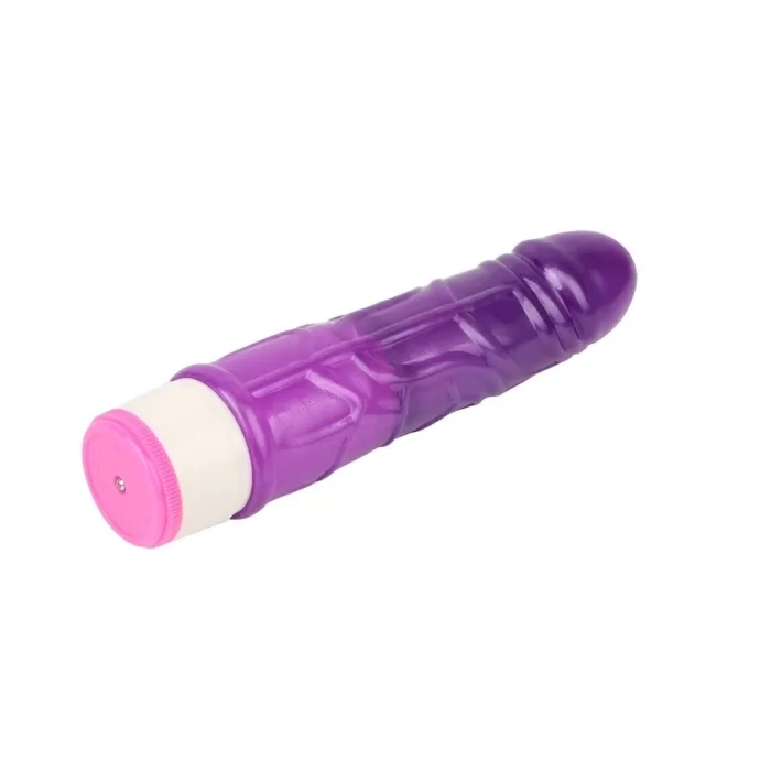 Vibrador masculino morado de TPE con textura y vibración
