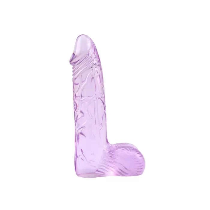 Dildo de TPE translúcido morado con textura en relieve