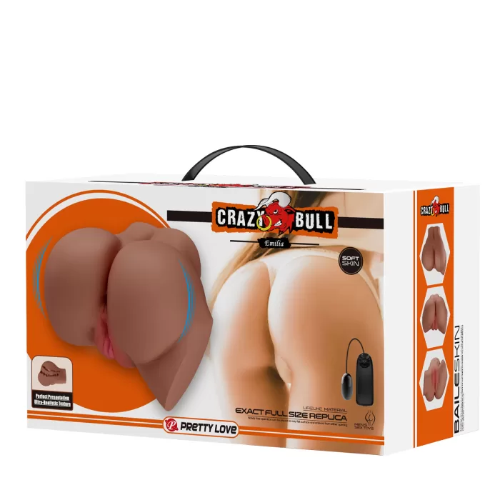 Caja del masturbador realista con vibración Crazy Bull
